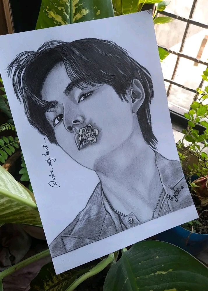 Handmade Realstic Sketch Of BTS V Or Kim Taehyung