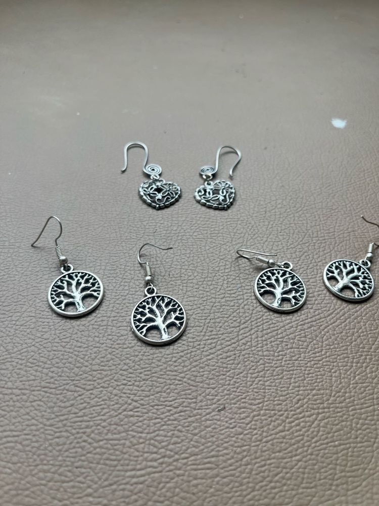 Tree of Life &amp; Heart Earrings German Silver