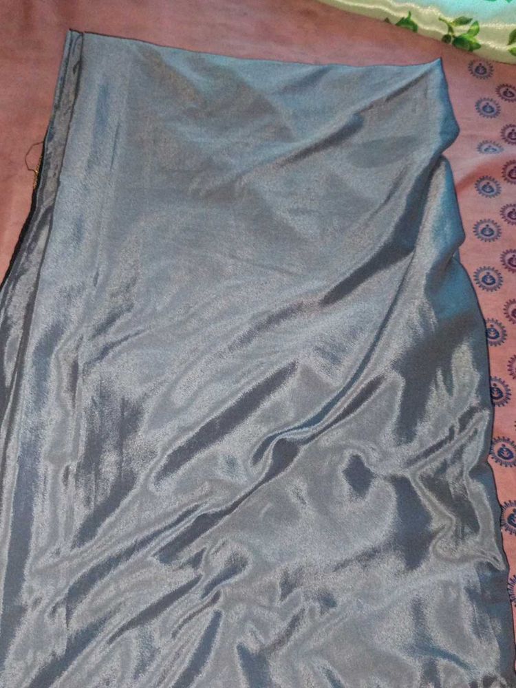 Grey Satin Saree