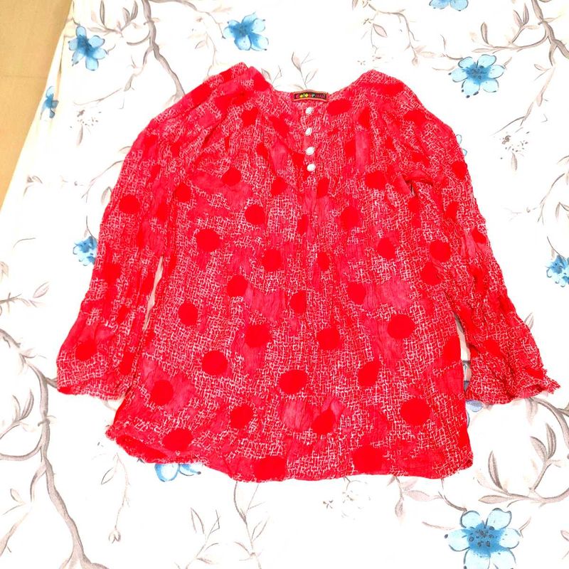 Red Floral Print Top