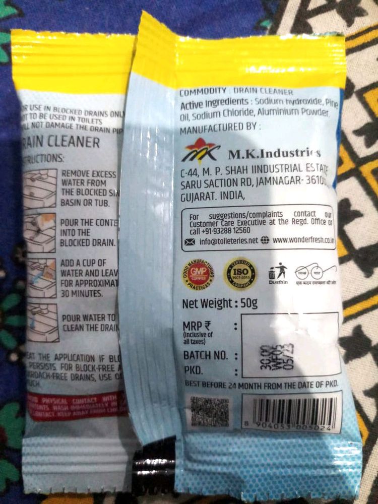 Wonder Fresh Drain Cleaner Powder (50 G pack of 1) Instant Drainage Block Remover Drain Cleaner Removes Clogs, Blockages in Washbasin, Sinks, All Pipes within 30 Minutes Clean