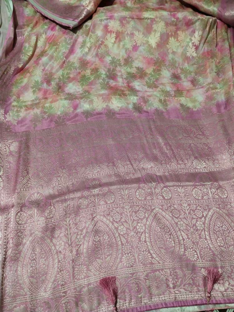 Pink Floral Silk Soft saree