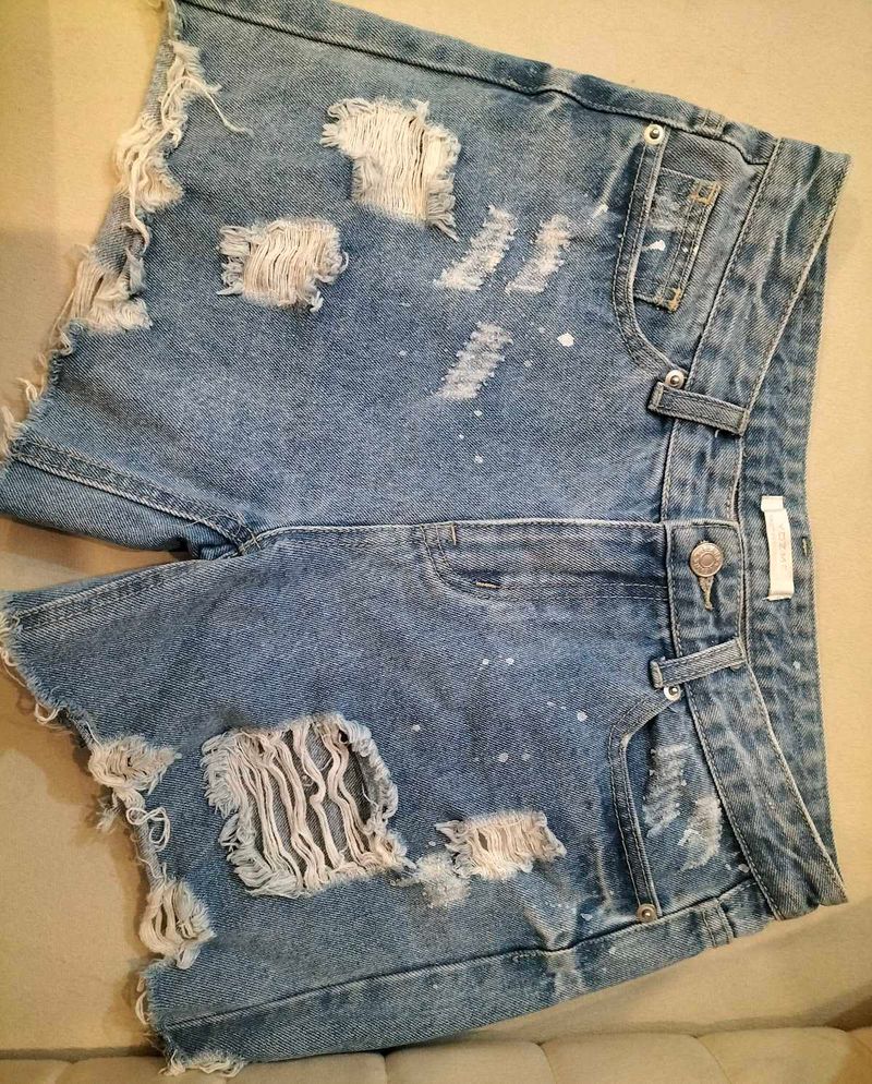 Distressed Denim Shorts