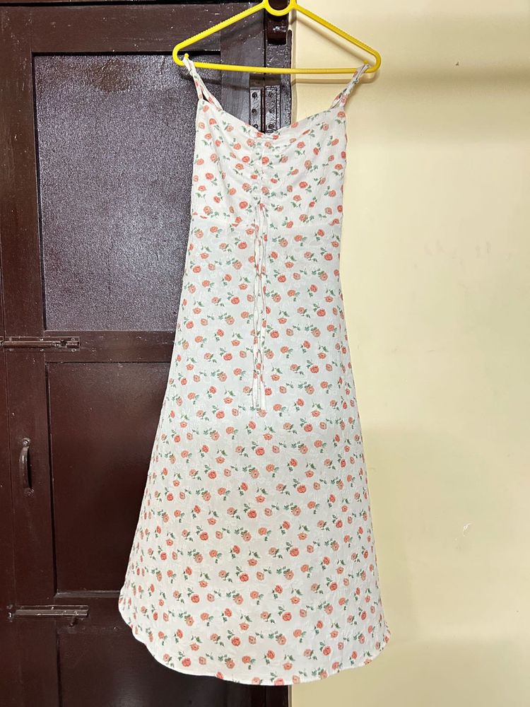 Peach Print Midi Dress