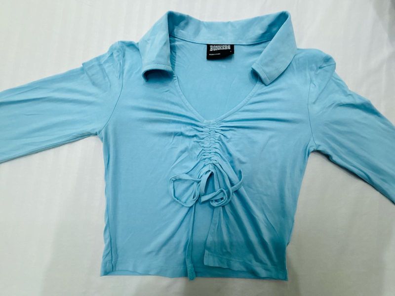 Cute Blue Long Sleeve Top