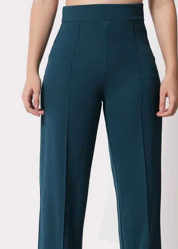 Teal High-Waisted Trousers