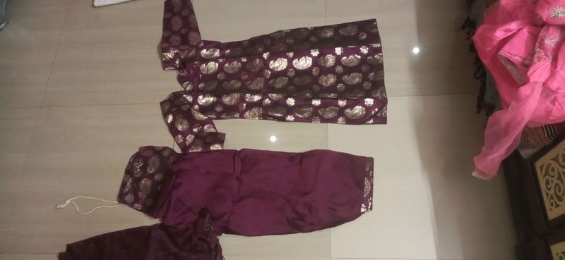 Elegant Maroon Brocade Indian Outfit
