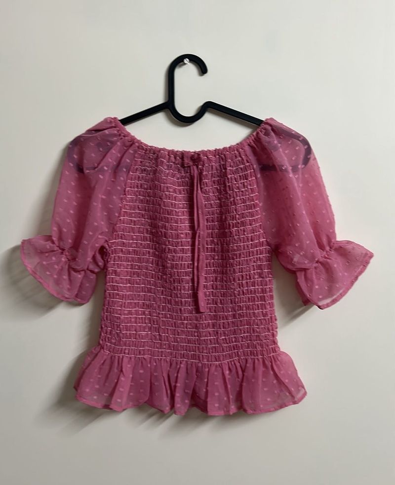 Pink Ruffle Sleeve Top