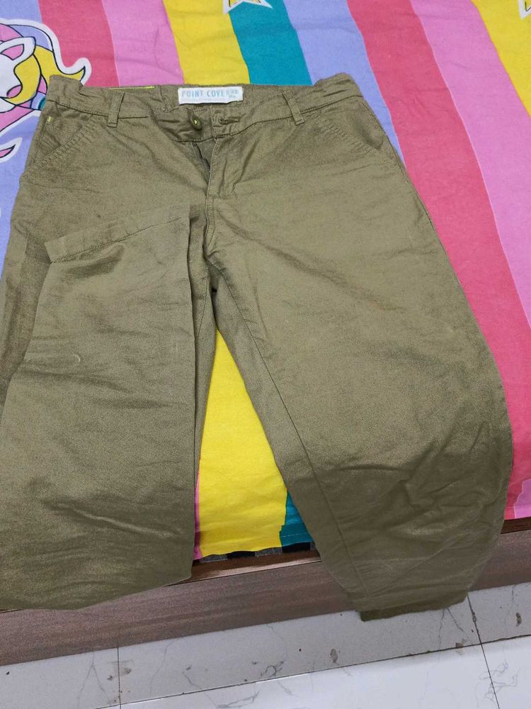 Olive Green Casual Pants