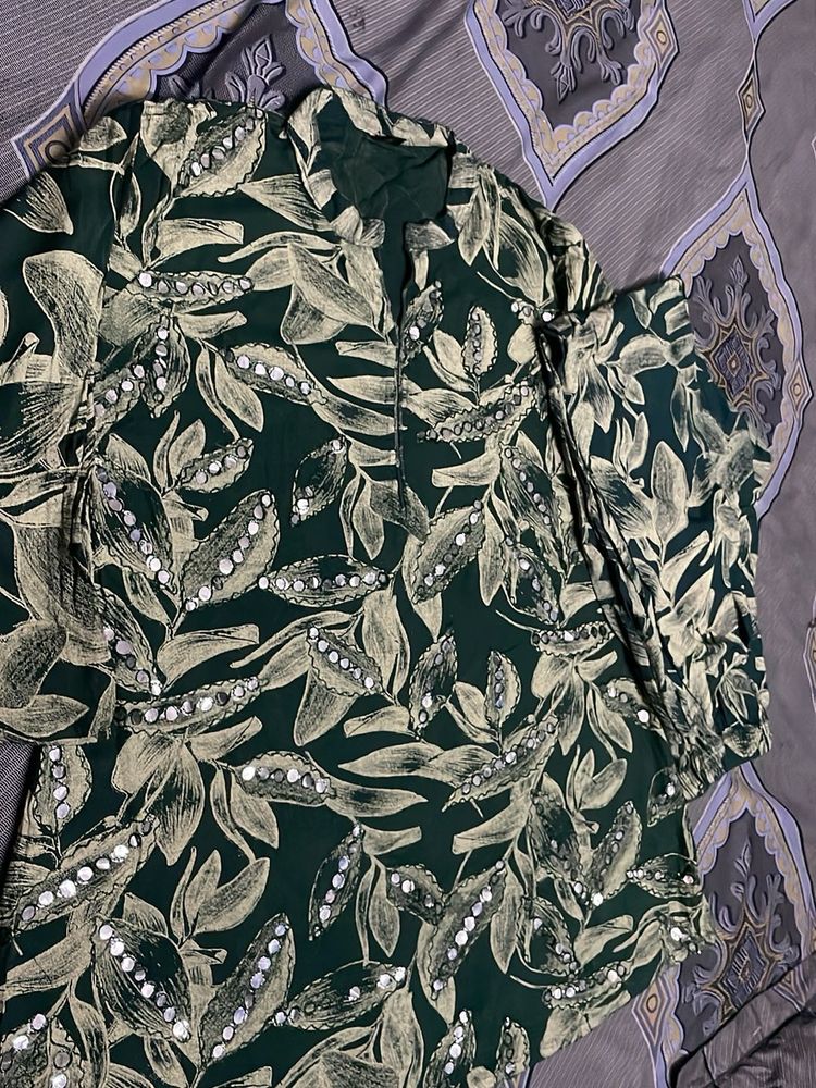 Green Floral Print Co Ord Set