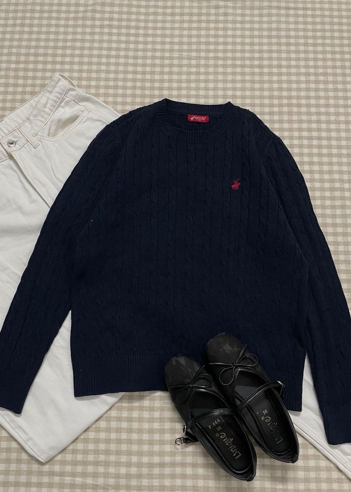 Navy Blue Polo Sweater