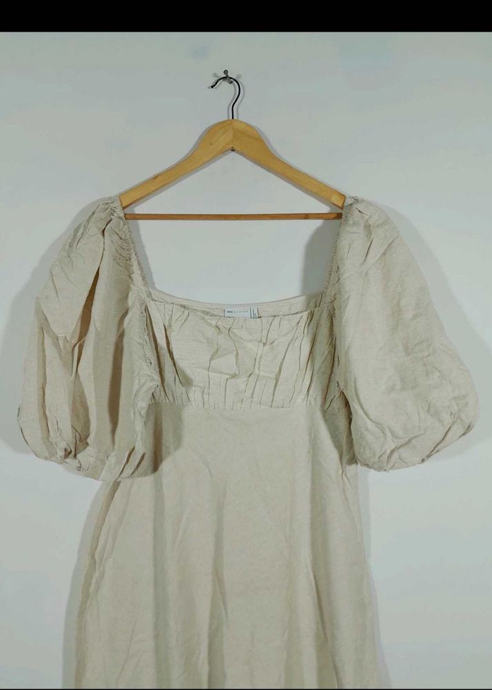 Beige ASOS Size Bust46 UK18 LinenFull Length Dress