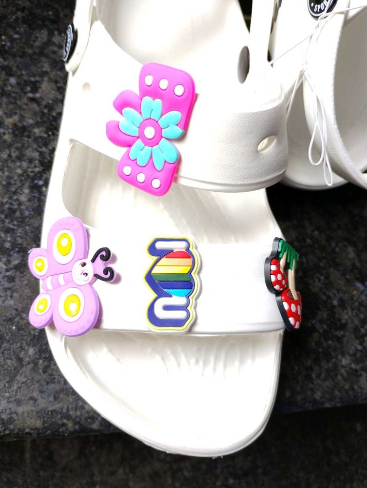 Decorated White Sandals