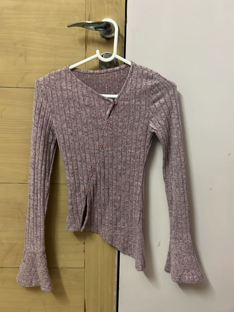 Ribbed Knit Asymmetric Top