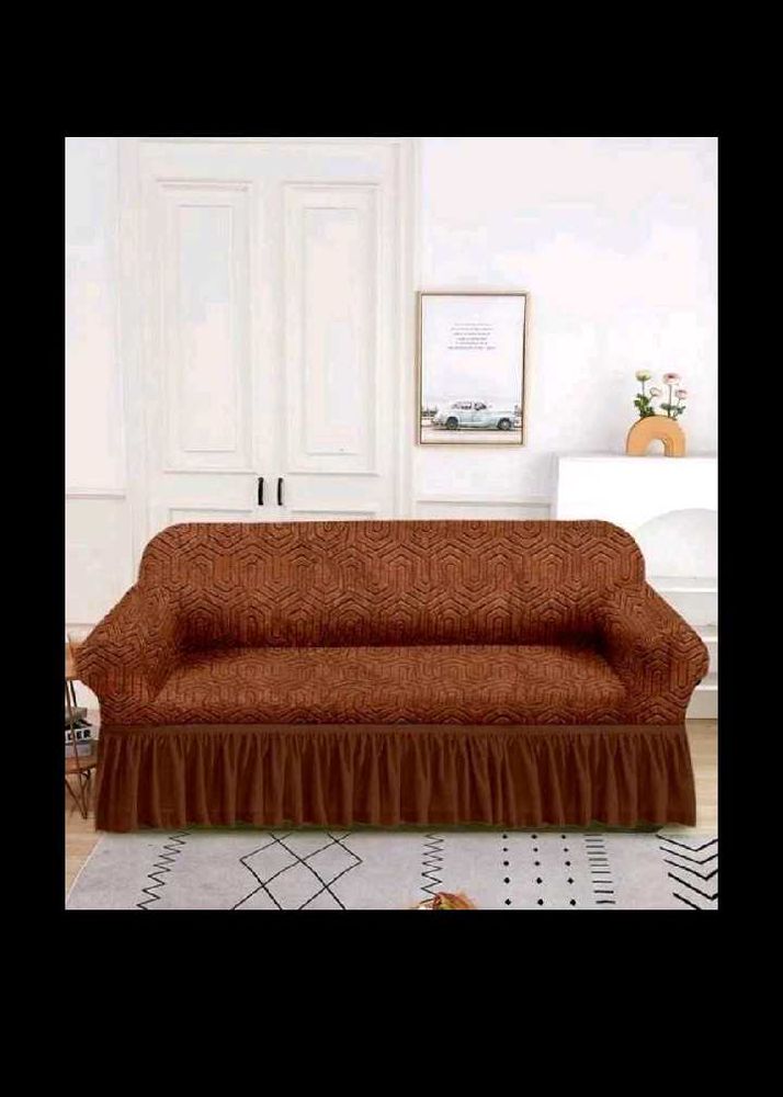 Brown Geometric Sofa Cover