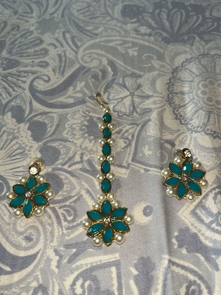 Teal &amp; Pearl Jewelry Set