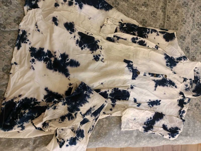 Tie-Dye Cotton Shirt With Plazo