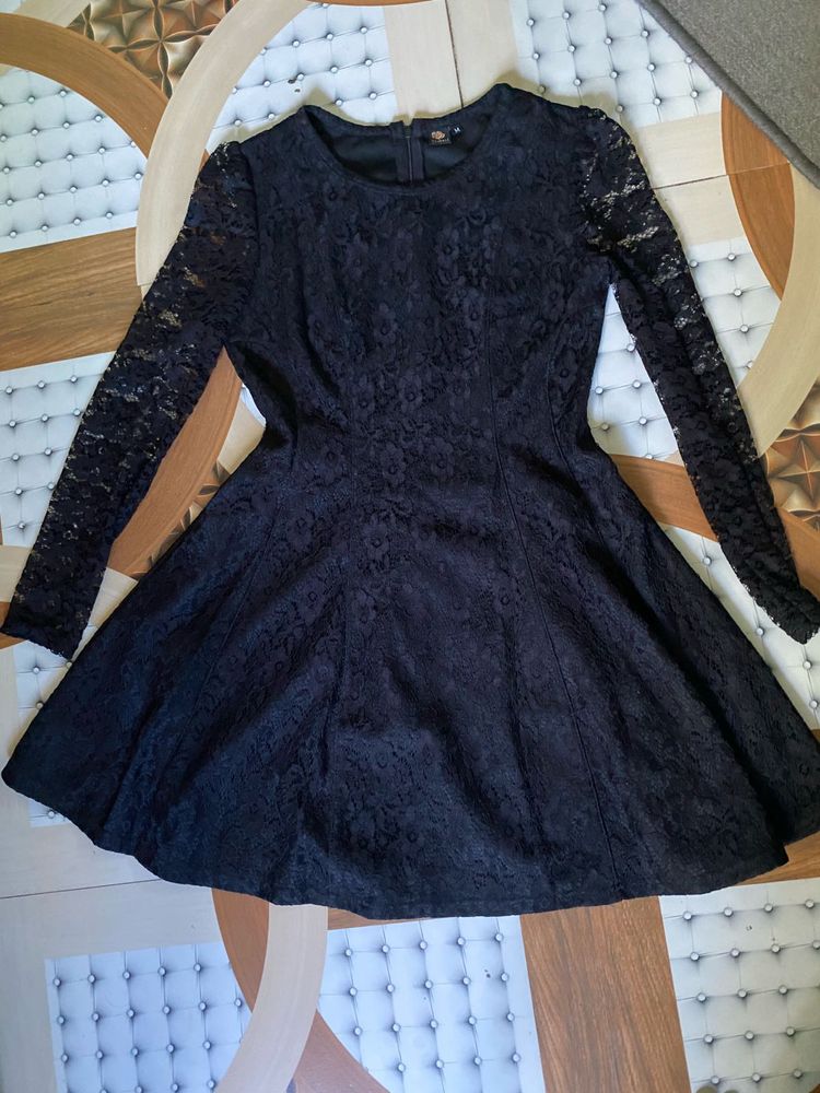 Black Lace Fit &amp; Flare Dress