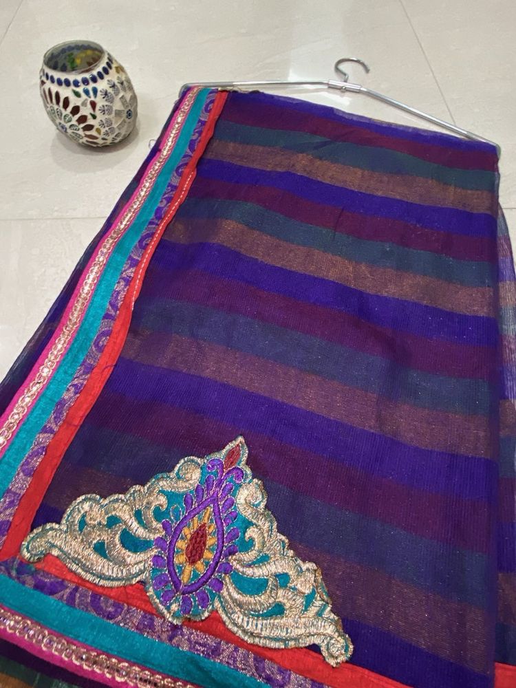 diwali Chanderi Silk Saree Zari work