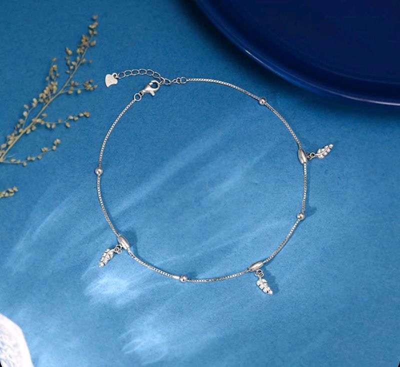Giva 925 Real Silver Zircon Leaf Anklet(1 Piece)