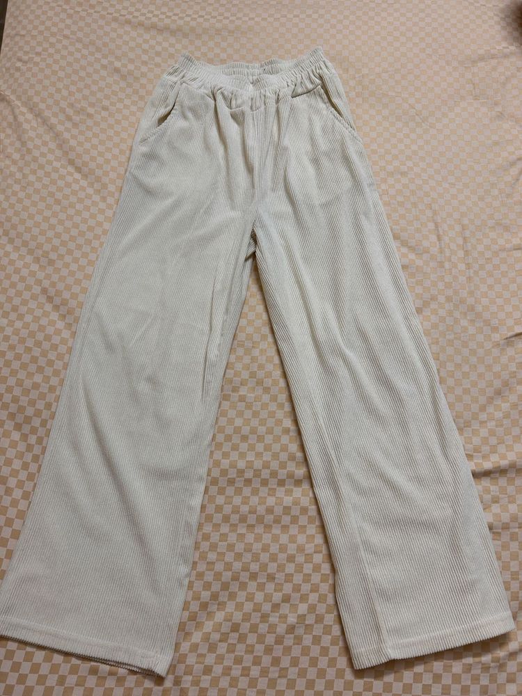 Urbanic Ribbed Trousers - White