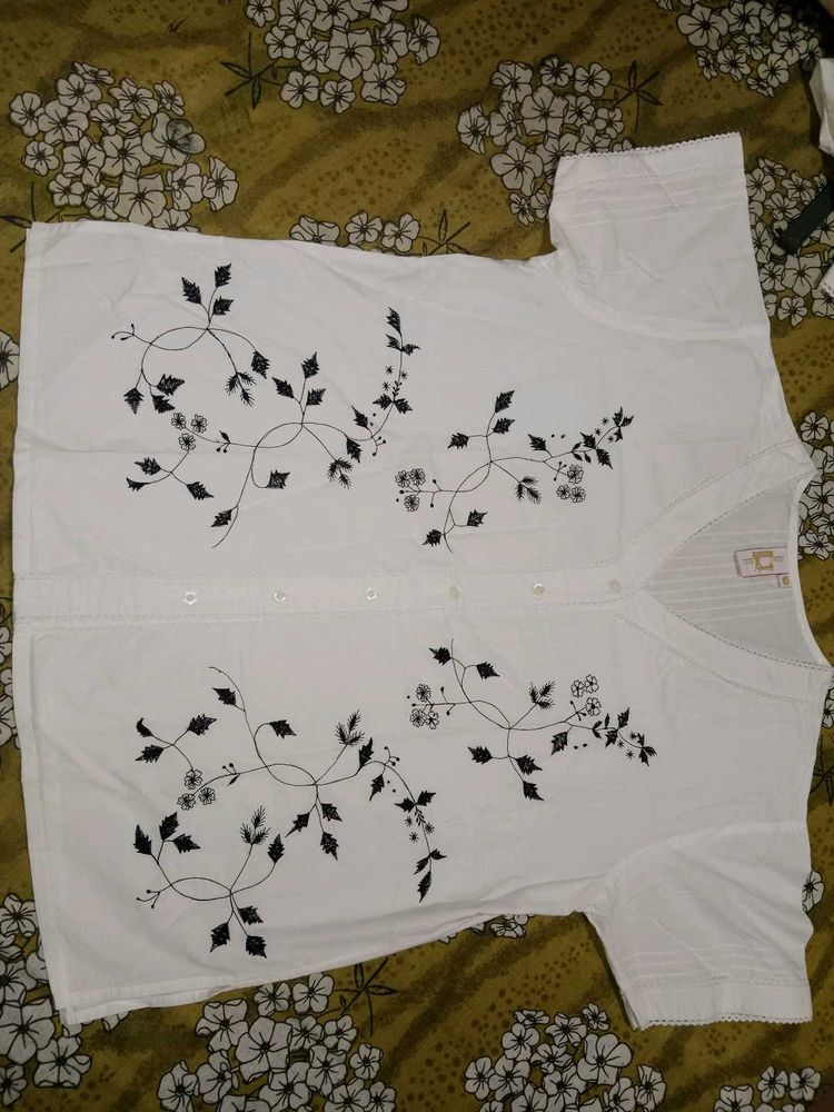 Embroidered White Co-ord Set