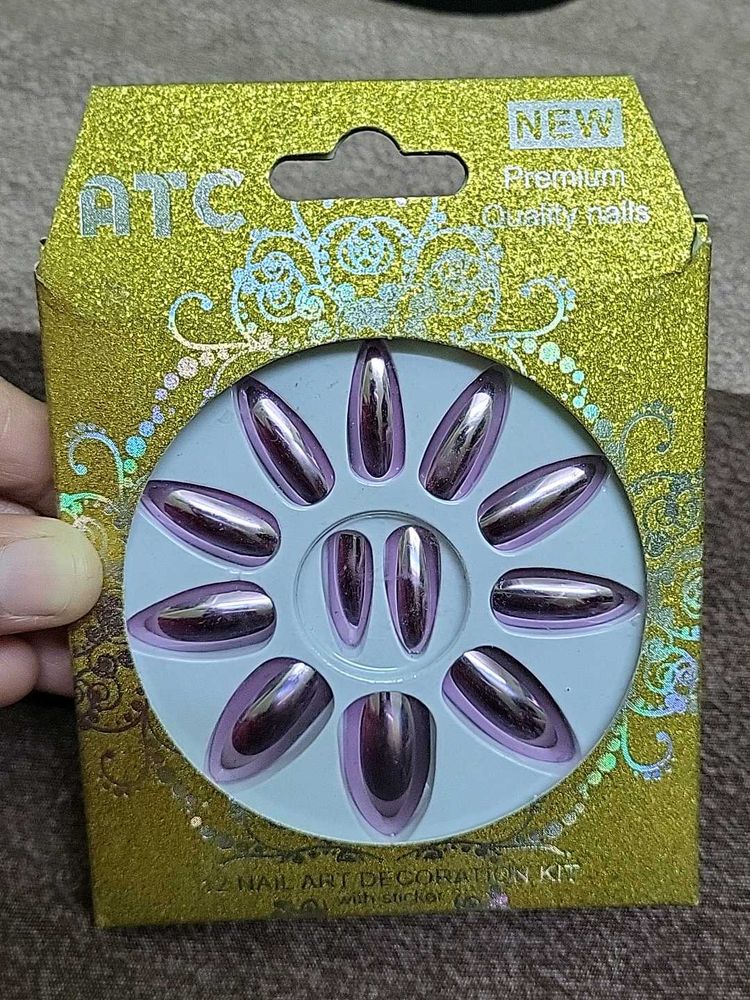 ATC Premium Purple Chrome Press-On Nails