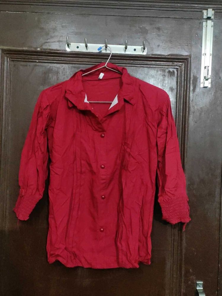 maroon Button-Down Shirt