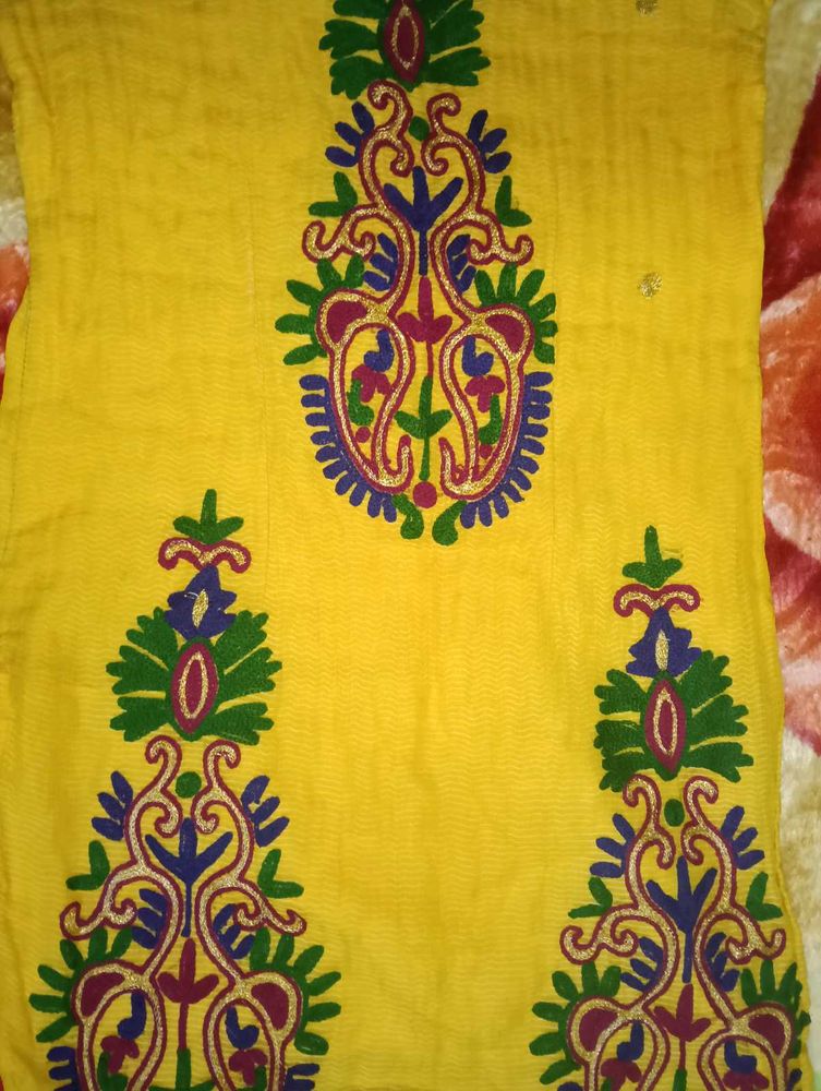 Yellow Embroidered Top