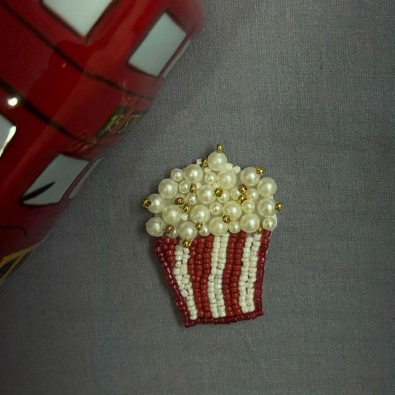 Handmade Beaded Popcorn Patch 🍿