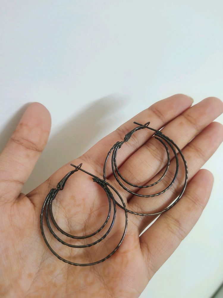 Triple hoop  Bali earrings