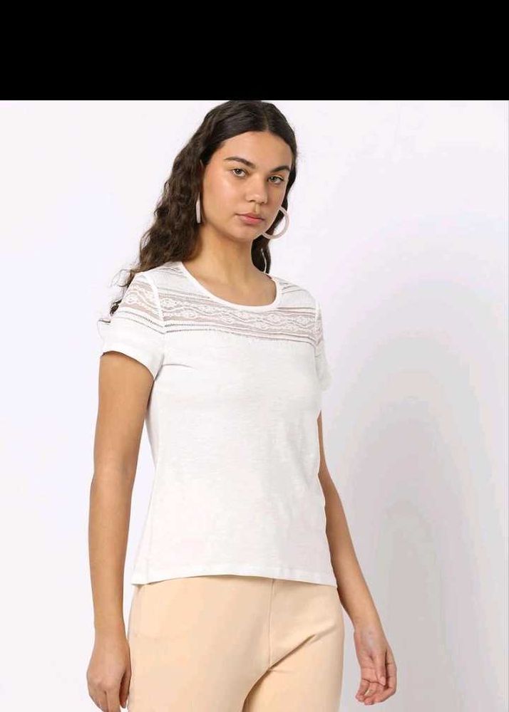 White Lace Detail Top