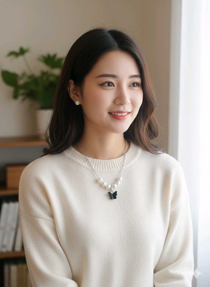 Butterfly Pearl Pendant Necklace