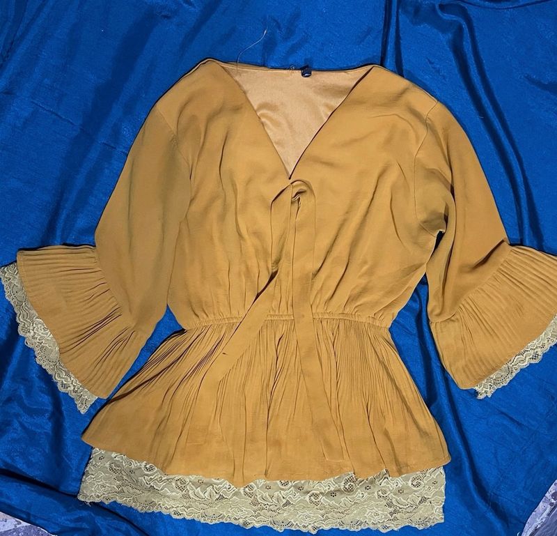 Mustard Peplum Top