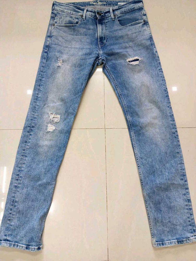Pepe Jeans Distressed Light Wash Jean