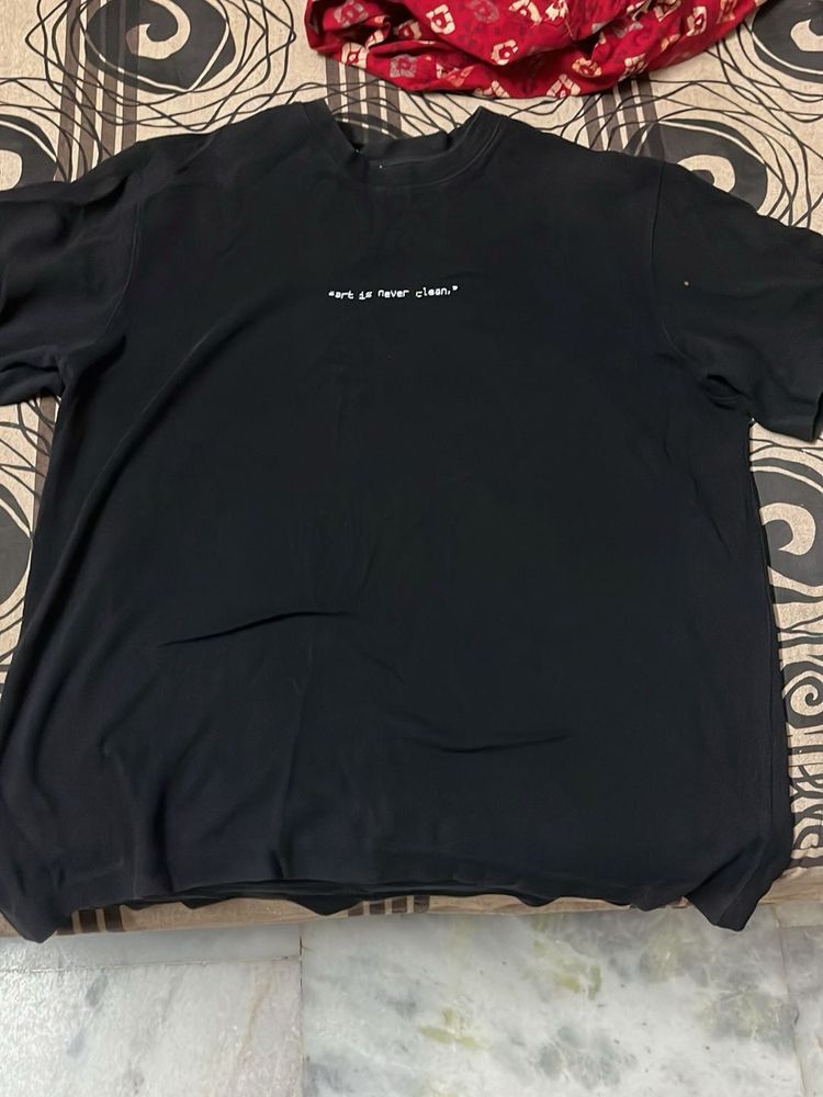 Black Graphic Tee - &#34;Art Is Never Clean&#34;