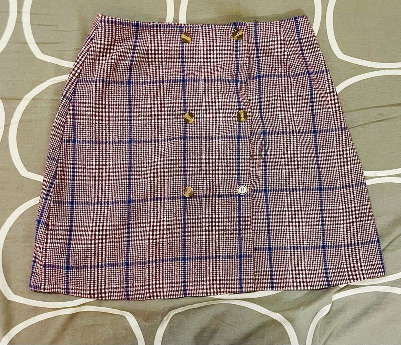 A Line Checkered Skirt