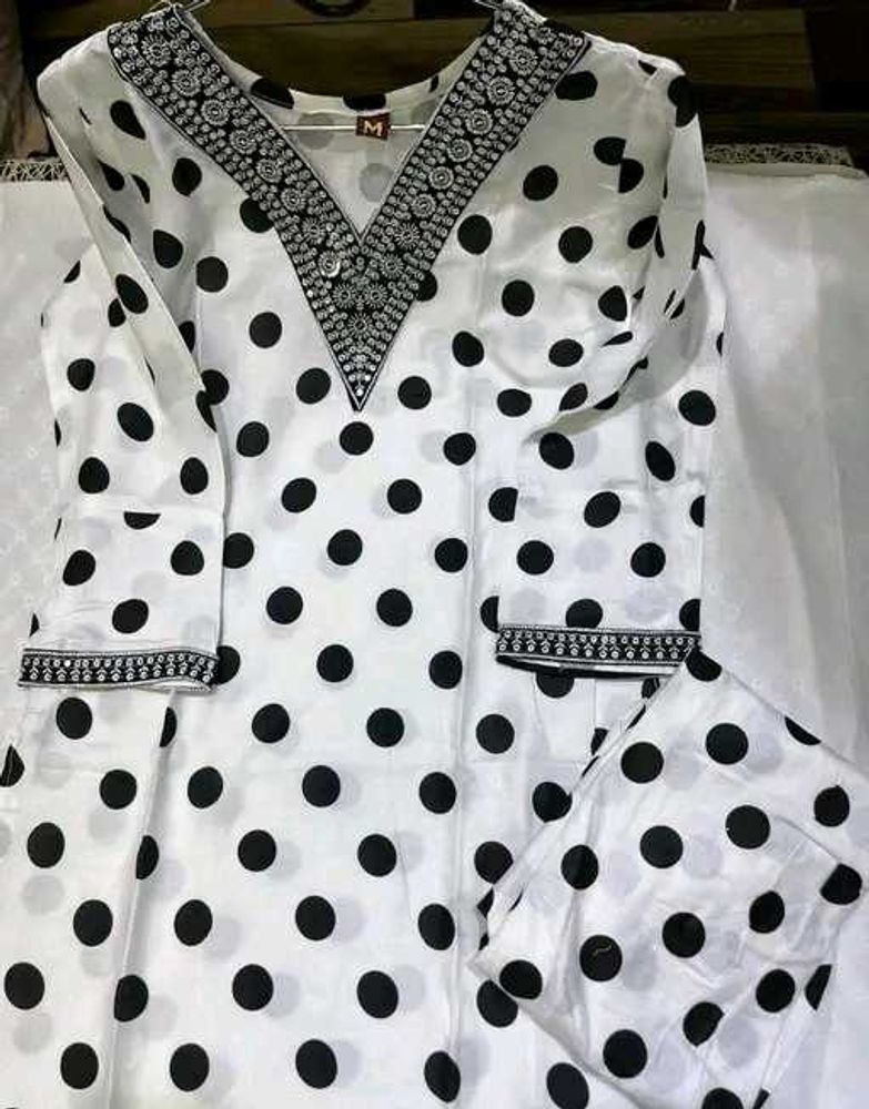 (S to XXL) Beautiful Summer Polka Dot Kurta Set