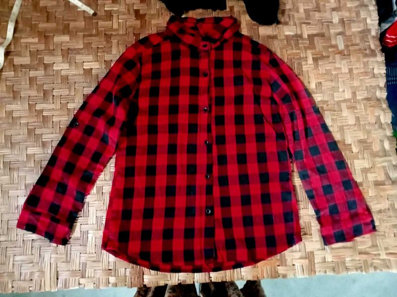Red &amp; Black Plaid Flannel Shirt.Unused.