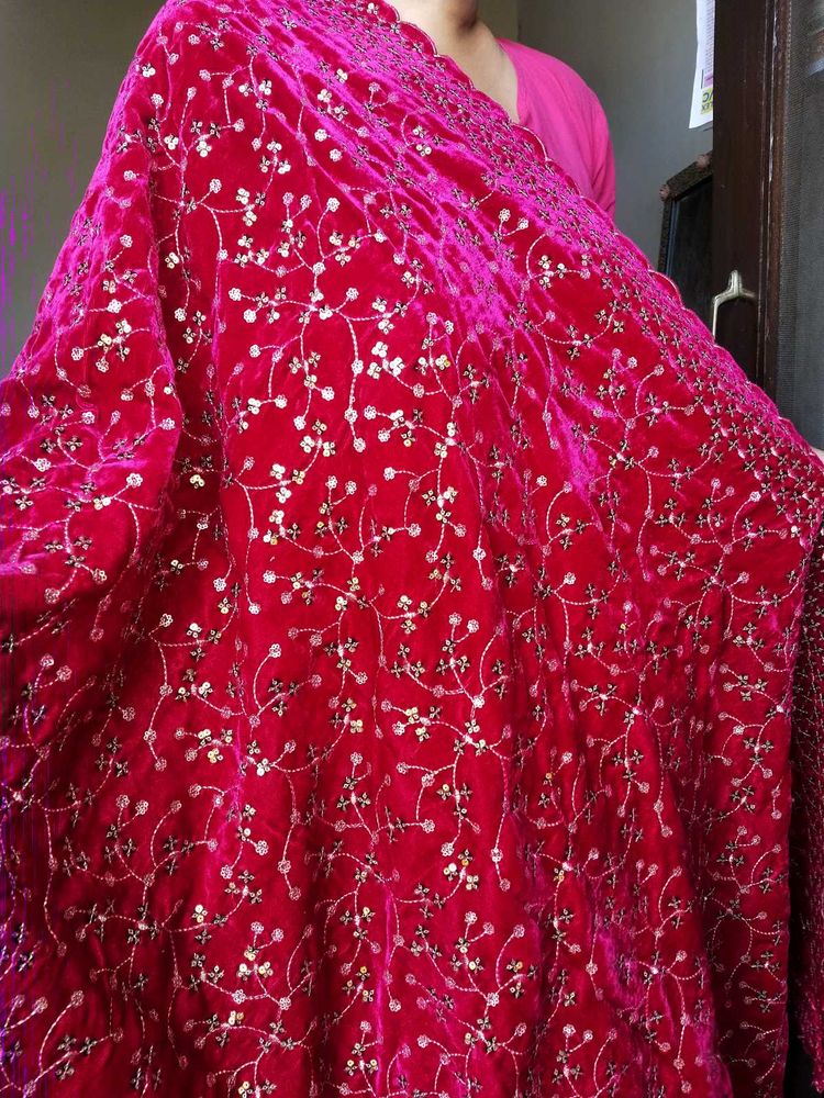 Sequin Gold Embroidered Velvet Dupatta