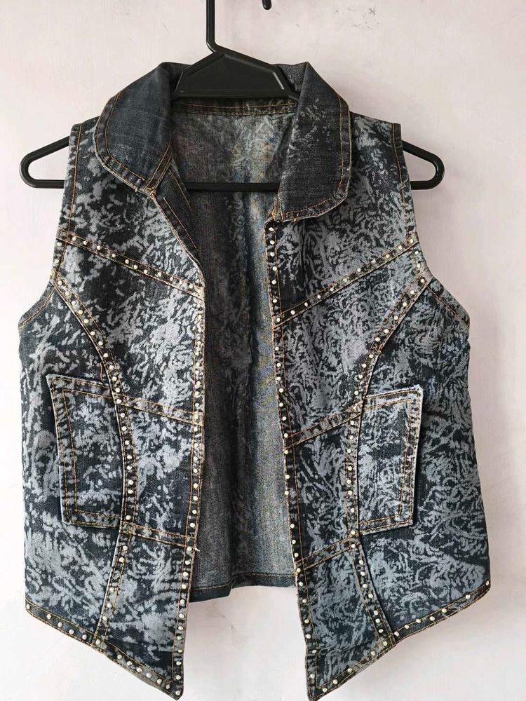 Vintage Studded Denim Vest