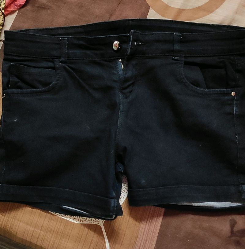 Denim Girls Shorts Black