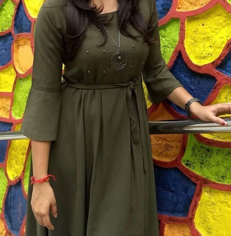 Elegant Mahendi Green Dress