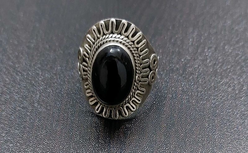 Pure Silver Black Ring