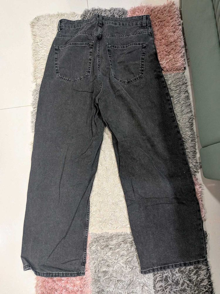 Grey Wide Leg Jeans