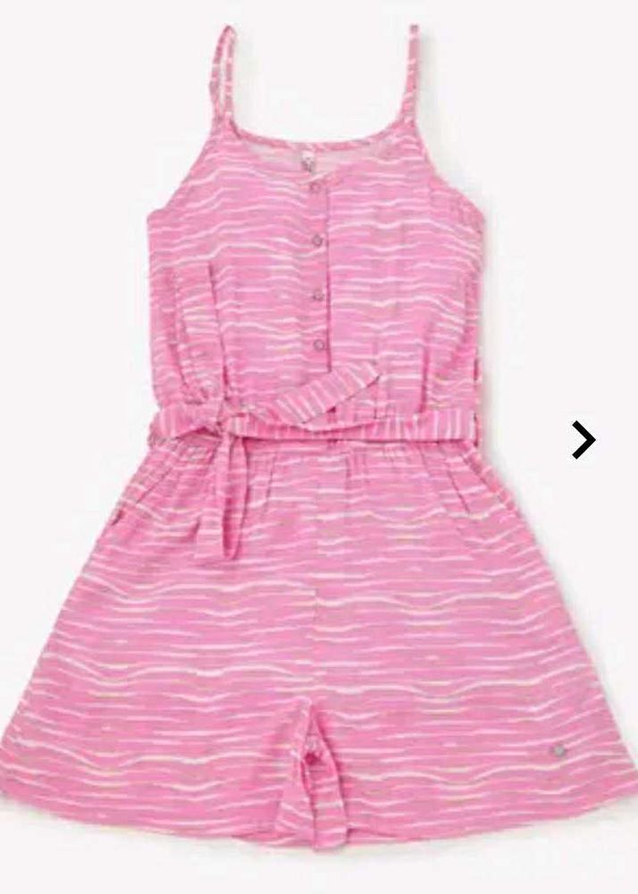 Pink Striped Jumpsuit With Strappy Design