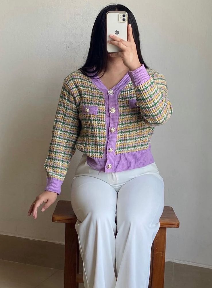 Korean Chic Tweed Cardigan🩷🌸