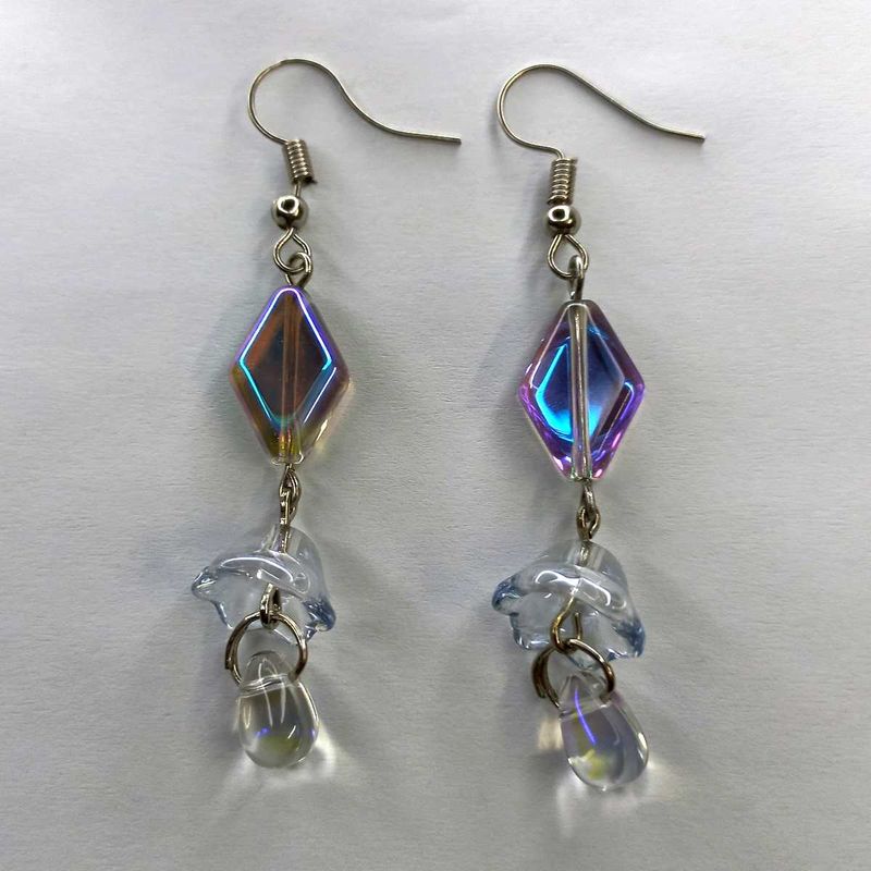 Handmade Earrings with Clear Drop