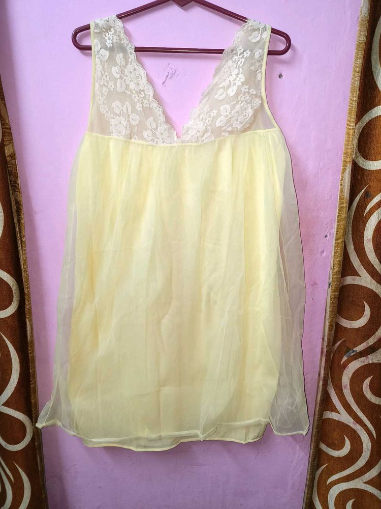 Yellow Lace Detail Lingerie Top