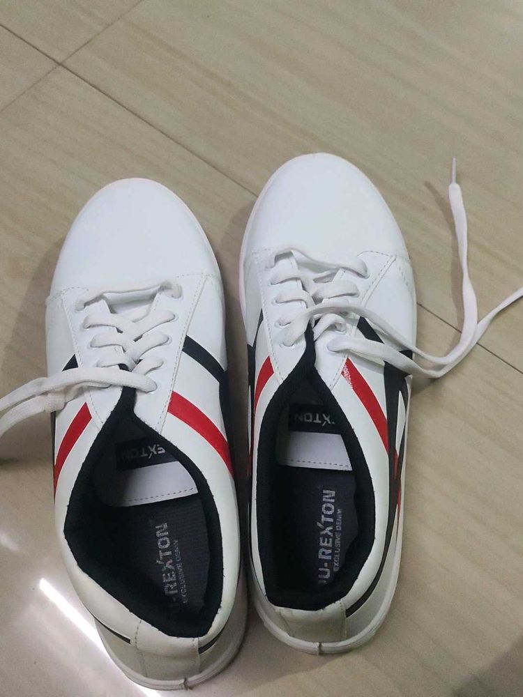 Striped White Sneakers